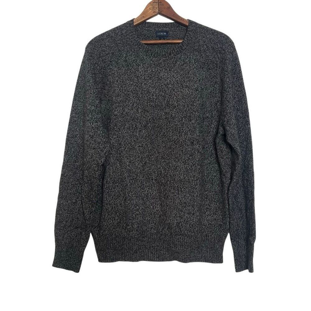 J. Crew Lambswool Blend Marled Crewneck Pullover Sweater Charcoal Gray Sz Large - Picture 2 of 8